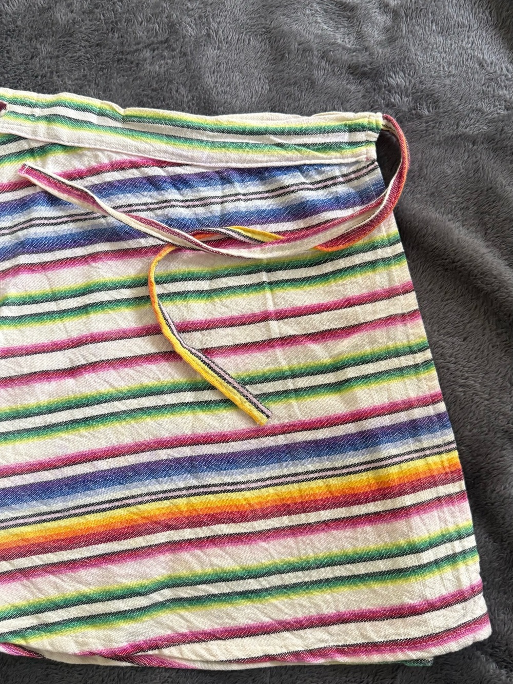 Striped Multicolor Mini Skirt - Rainbow horizontal Stripes.    Loom-woven skirt - Picture 6 of 7